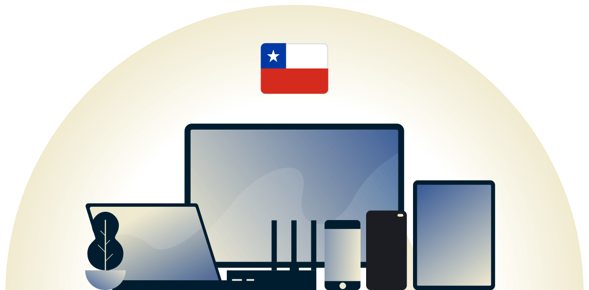 Chile VPN, der beskytter en r&aelig;kke forskellige enheder.